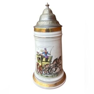 Vintage HB Hofbrauhaus Munchen Ceramic Decorative Beer Stein With Pewter Lid